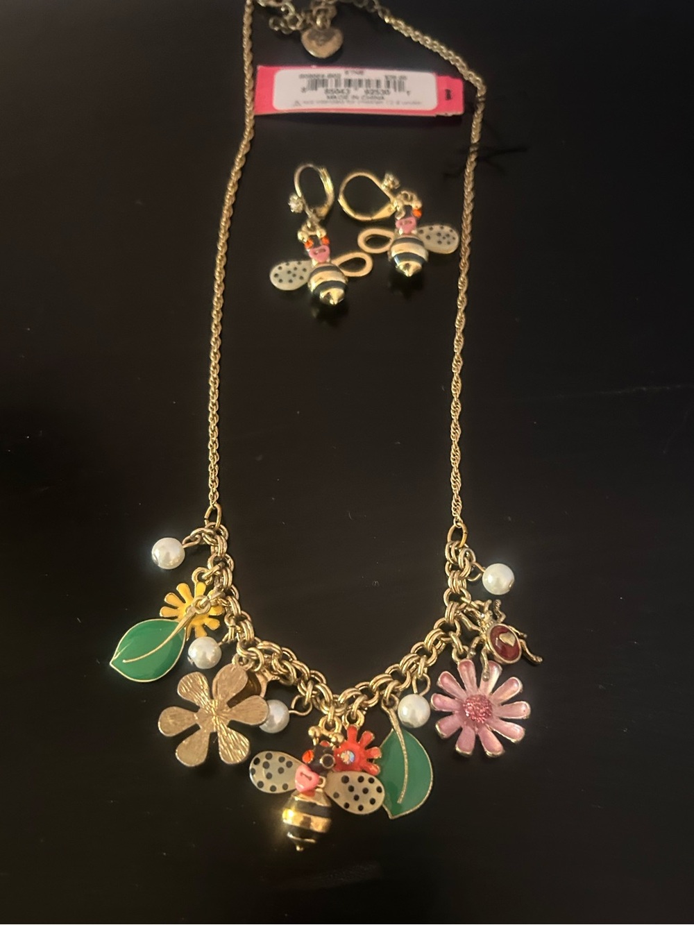 Betsey Johnson Garden Theme Necklace (NWT) & earring (NWOT) set